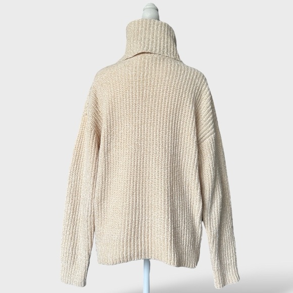 Roxy Sweater Women's Small Beige Cream Velvet Morning Turtle Neck Knit Pullover - Picture 11 of 15